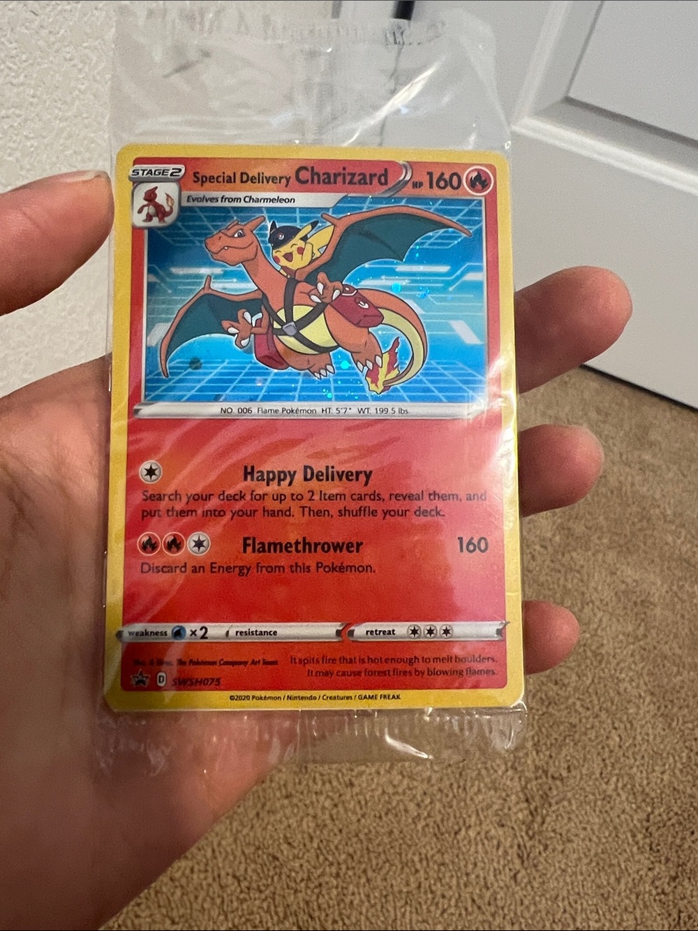 Pokemon Charizard Trading Card - Red and Yellow Frame